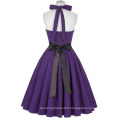 Grace Karin Sweetheart Backless Nylon-Cotton Purple Halter Vintage Dress CL008950-8